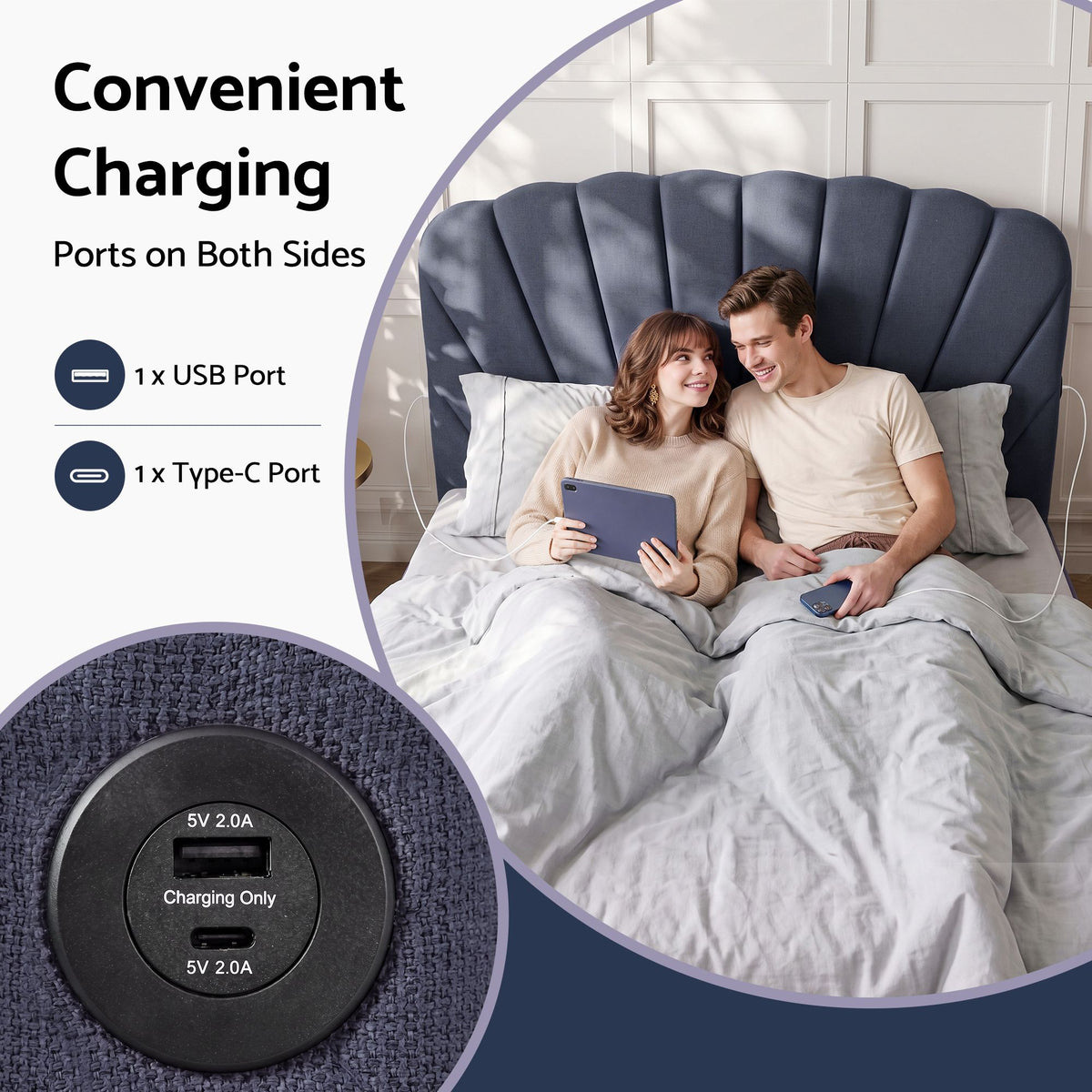 Artiss King Bed Frame with Lift Up Storage and USB Ports Grey-Furniture > Bedroom > Beds & Bed Frames-PEROZ Accessories