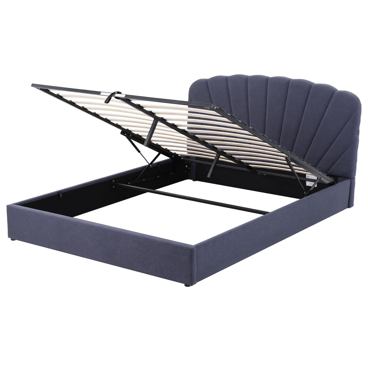Artiss King Bed Frame with Lift Up Storage and USB Ports Grey-Furniture > Bedroom > Beds & Bed Frames-PEROZ Accessories