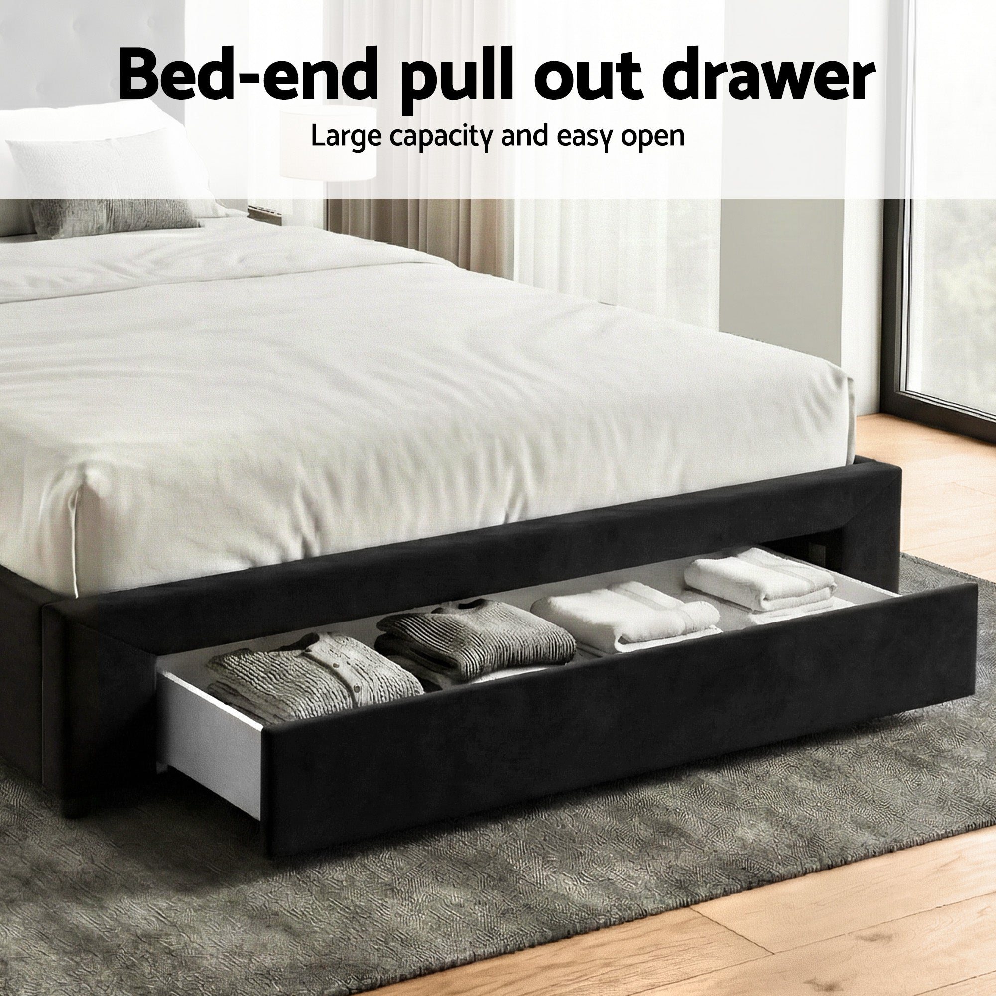 Artiss Double Bed Frame Storage Charging Station Upholstered 3 Drawers USB Type-C-Furniture > Bedroom > Beds & Bed Frames-PEROZ Accessories