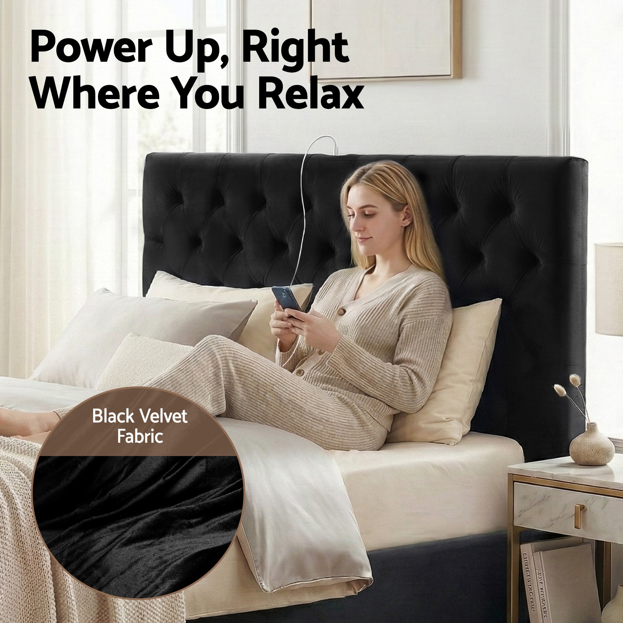 Artiss Double Bed Frame Storage Charging Station Upholstered 3 Drawers USB Type-C-Furniture > Bedroom > Beds & Bed Frames-PEROZ Accessories