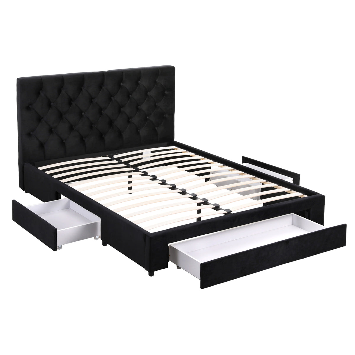Artiss Double Bed Frame Storage Charging Station Upholstered 3 Drawers USB Type-C-Furniture > Bedroom > Beds & Bed Frames-PEROZ Accessories