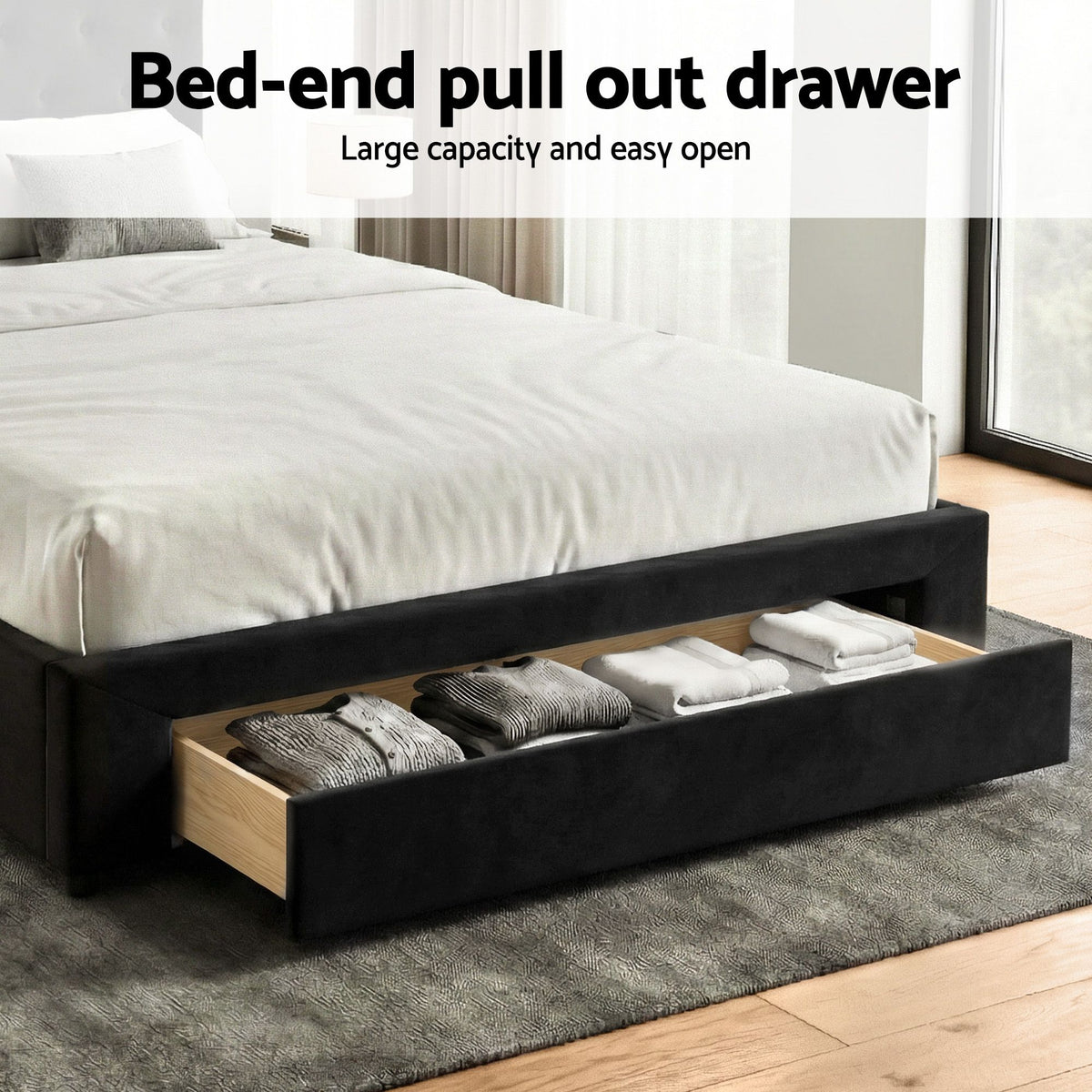 Artiss King Bed Frame Storage Charging Station Upholstered 3 Drawers USB Type-C-Furniture > Bedroom > Beds & Bed Frames-PEROZ Accessories