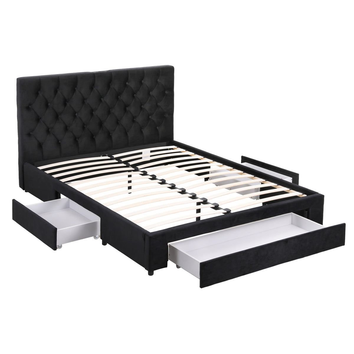 Artiss Queen Bed Frame Storage Charging Station Upholstered 3 Drawers USB Type-C-Furniture > Bedroom > Beds & Bed Frames-PEROZ Accessories