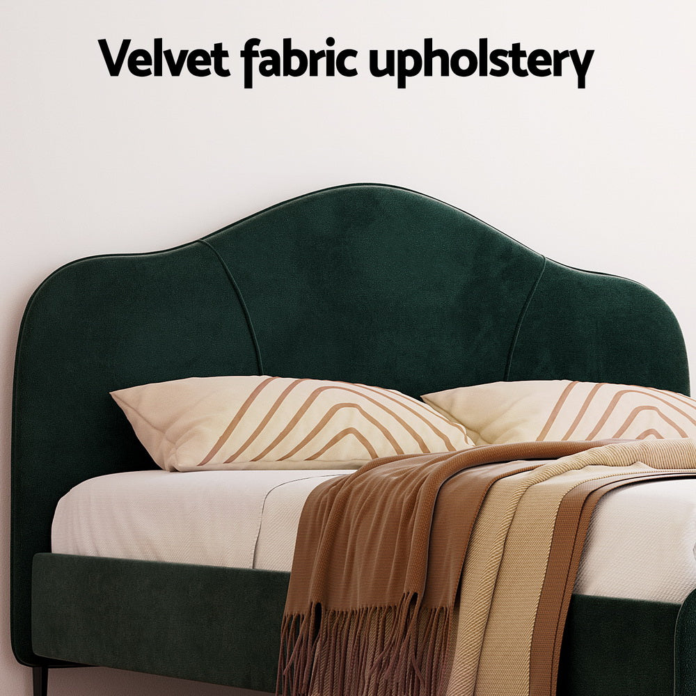 Artiss Bed Frame Queen Size Velvet Dark Green OLAN-Furniture > Bedroom-PEROZ Accessories
