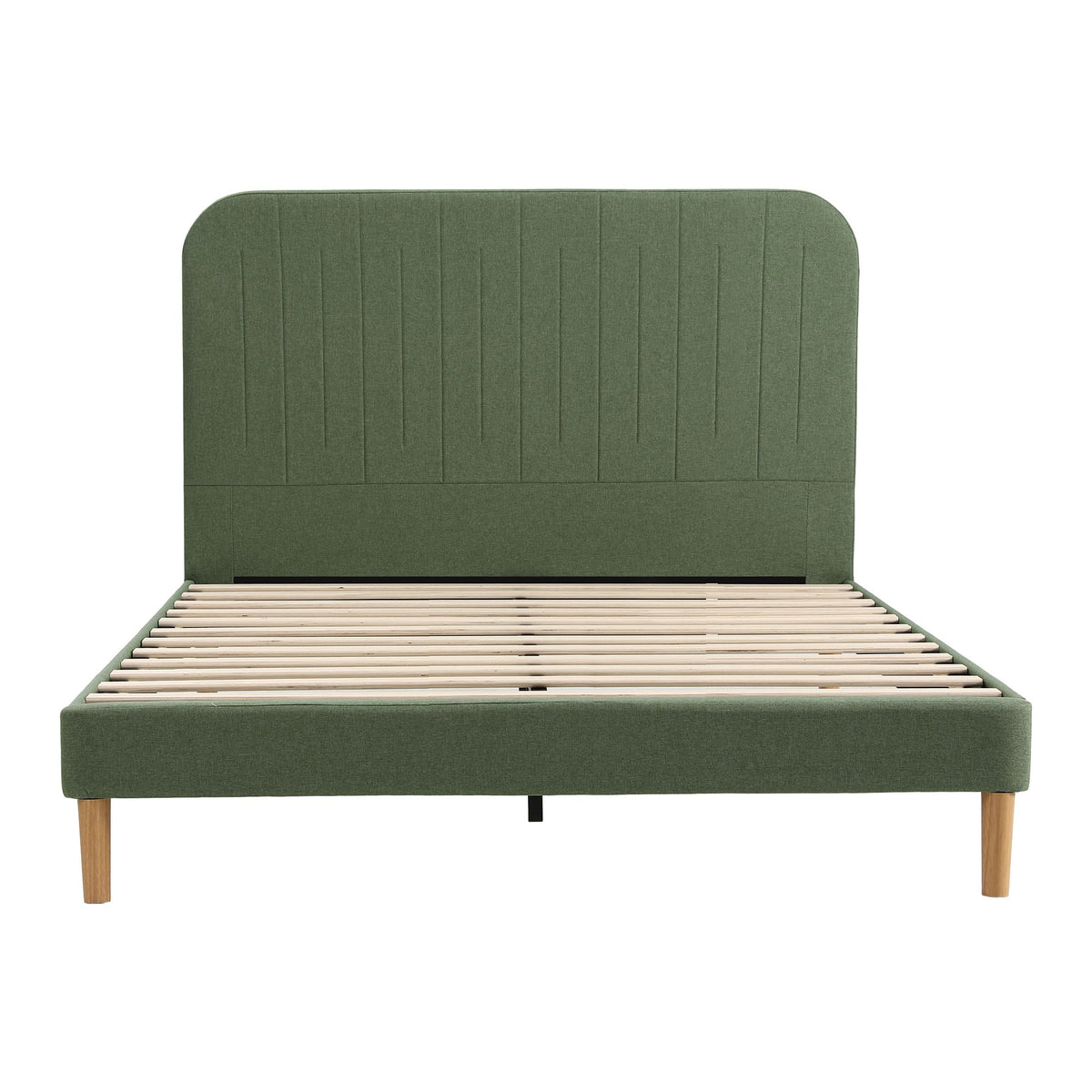 Artiss Double Bed Frame, Green Fabric, Padded Headboard, 300kg Capacity-Furniture > Bedroom > Beds & Bed Frames-PEROZ Accessories