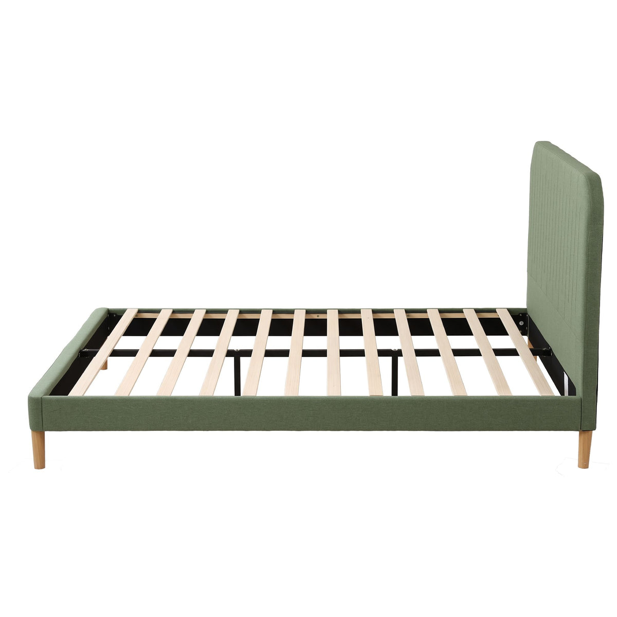 Artiss Double Bed Frame, Green Fabric, Padded Headboard, 300kg Capacity-Furniture > Bedroom > Beds & Bed Frames-PEROZ Accessories