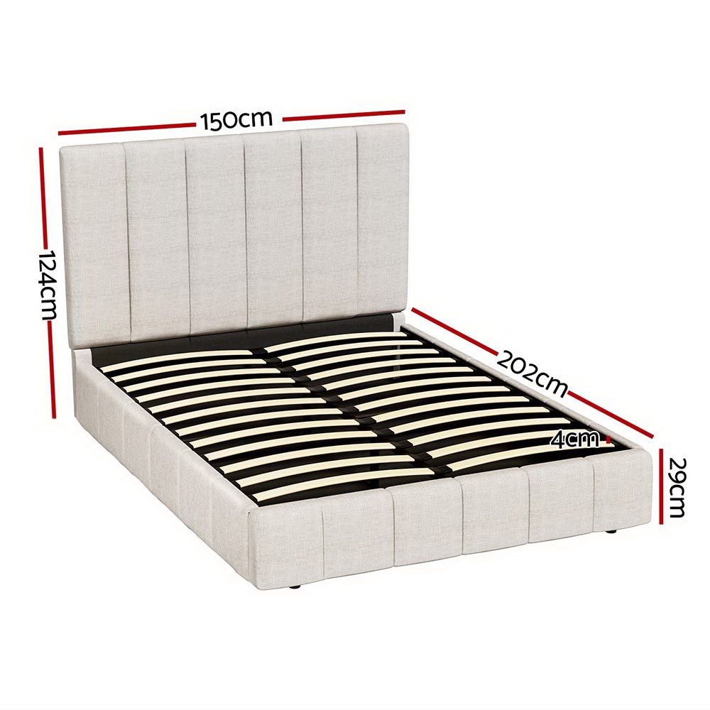 Artiss Bed Frame Double Size Beige TETTE-Furniture > Bedroom-PEROZ Accessories