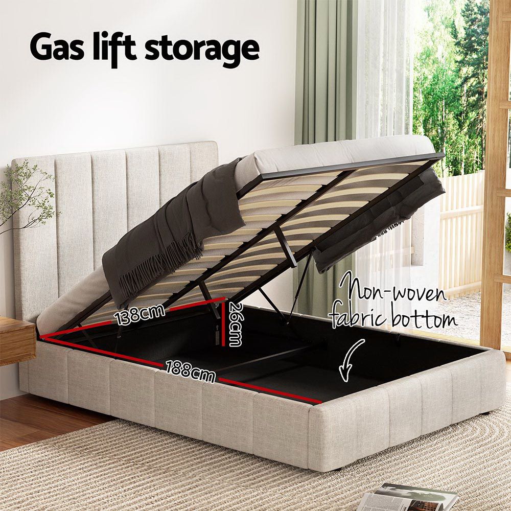 Artiss Bed Frame Double Size Beige TETTE-Furniture > Bedroom-PEROZ Accessories