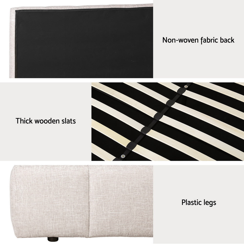 Artiss Bed Frame Double Size Beige TETTE-Furniture > Bedroom-PEROZ Accessories