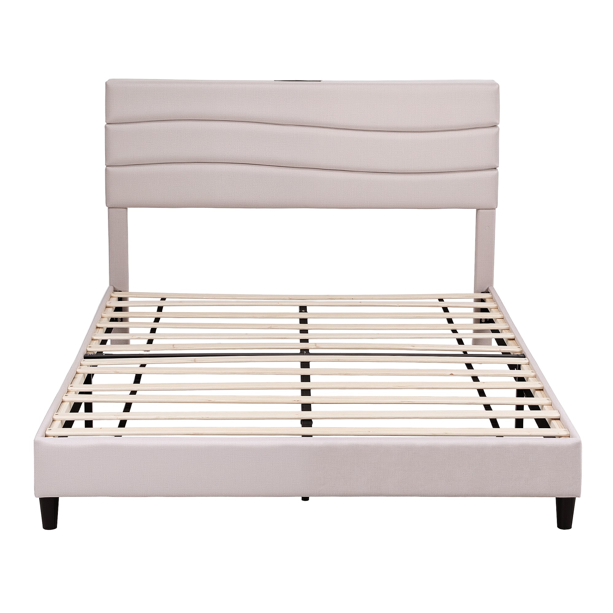 Artiss Queen Bed Frame with Storage Adjustable Headboard Platform Base Linen Fabric Charging Ports-Furniture > Bedroom > Beds & Bed Frames-PEROZ Accessories