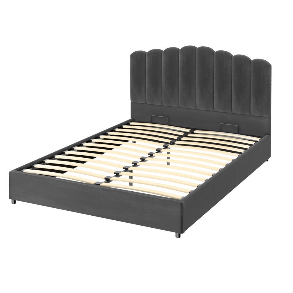 Artiss Bed Frame Queen Size Velvet Grey FION-Furniture > Bedroom > Beds & Bed Frames-PEROZ Accessories