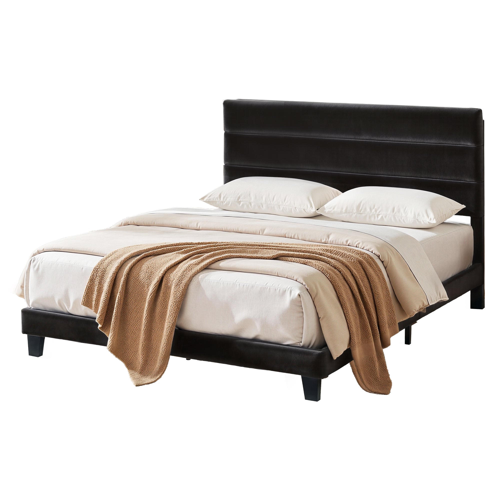 Artiss King Bed Frame Upholstered Platform Base with Geometric Headboard Black Velvet-Furniture > Bedroom > Beds & Bed Frames-PEROZ Accessories