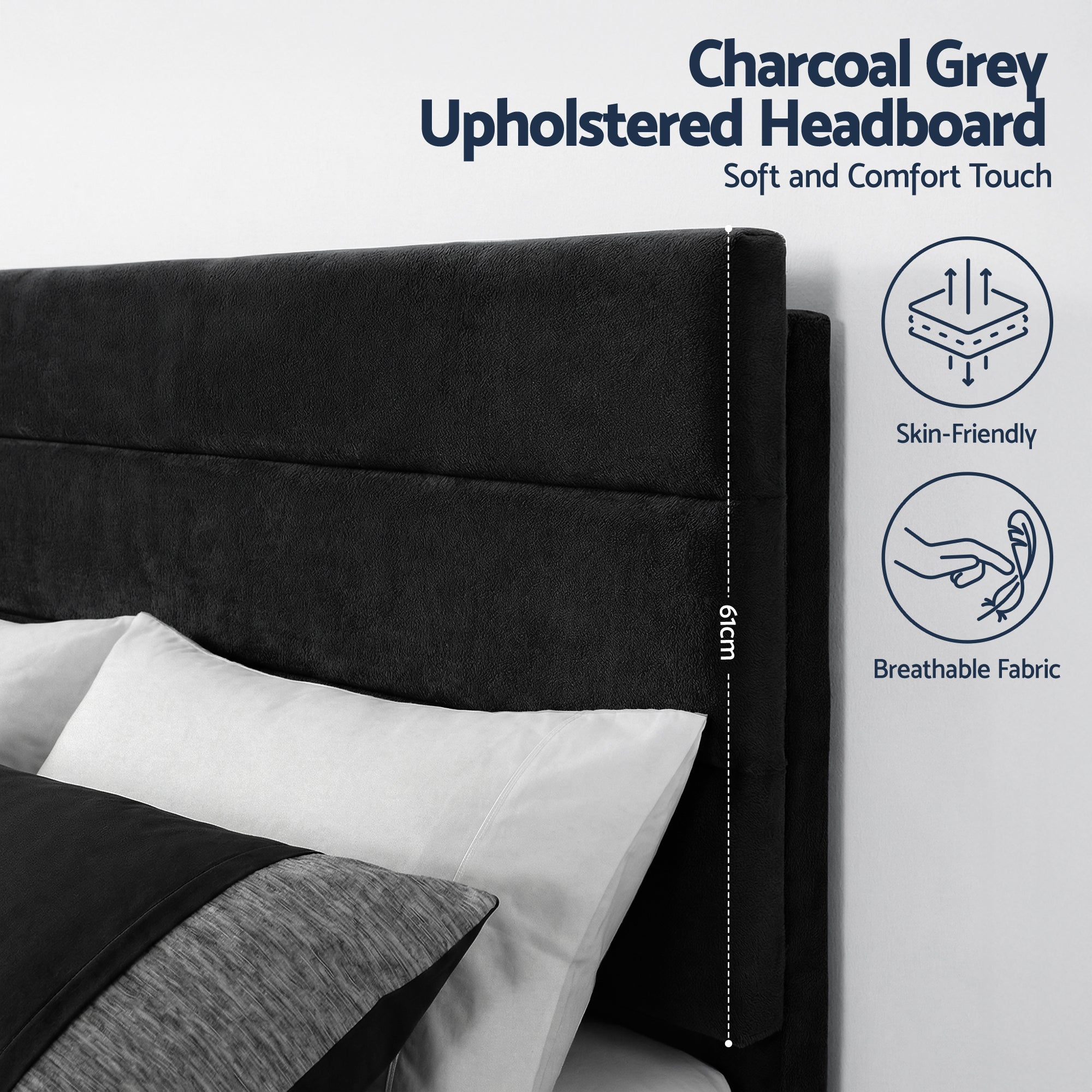 Artiss Queen Bed Frame Upholstered Platform Base with Geometric Headboard Black Velvet-Furniture > Bedroom > Beds & Bed Frames-PEROZ Accessories