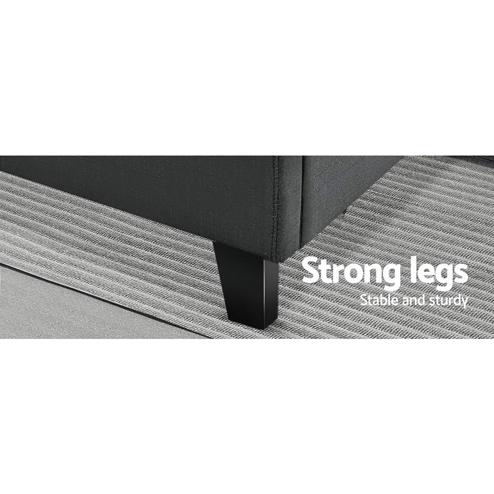 Artiss Tino Bed Frame Double Size Charcoal Fabric-Bed Frames-PEROZ Accessories
