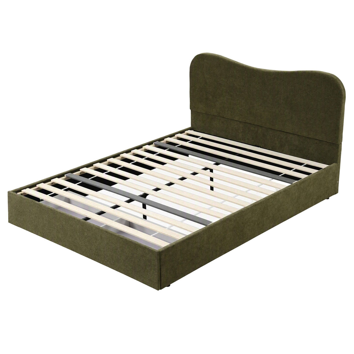 Artiss Queen Bed Frame with Storage Drawer, Chenille Curved Headboard-Furniture > Bedroom > Beds & Bed Frames-PEROZ Accessories