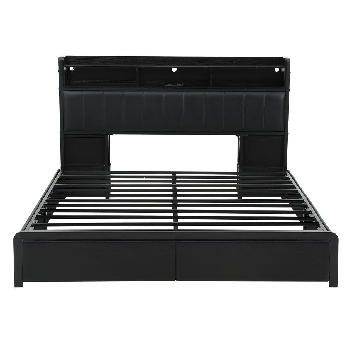 Artiss King Bed Frame with Storage Headboard, 2 Drawers, Charging Station & LED Light