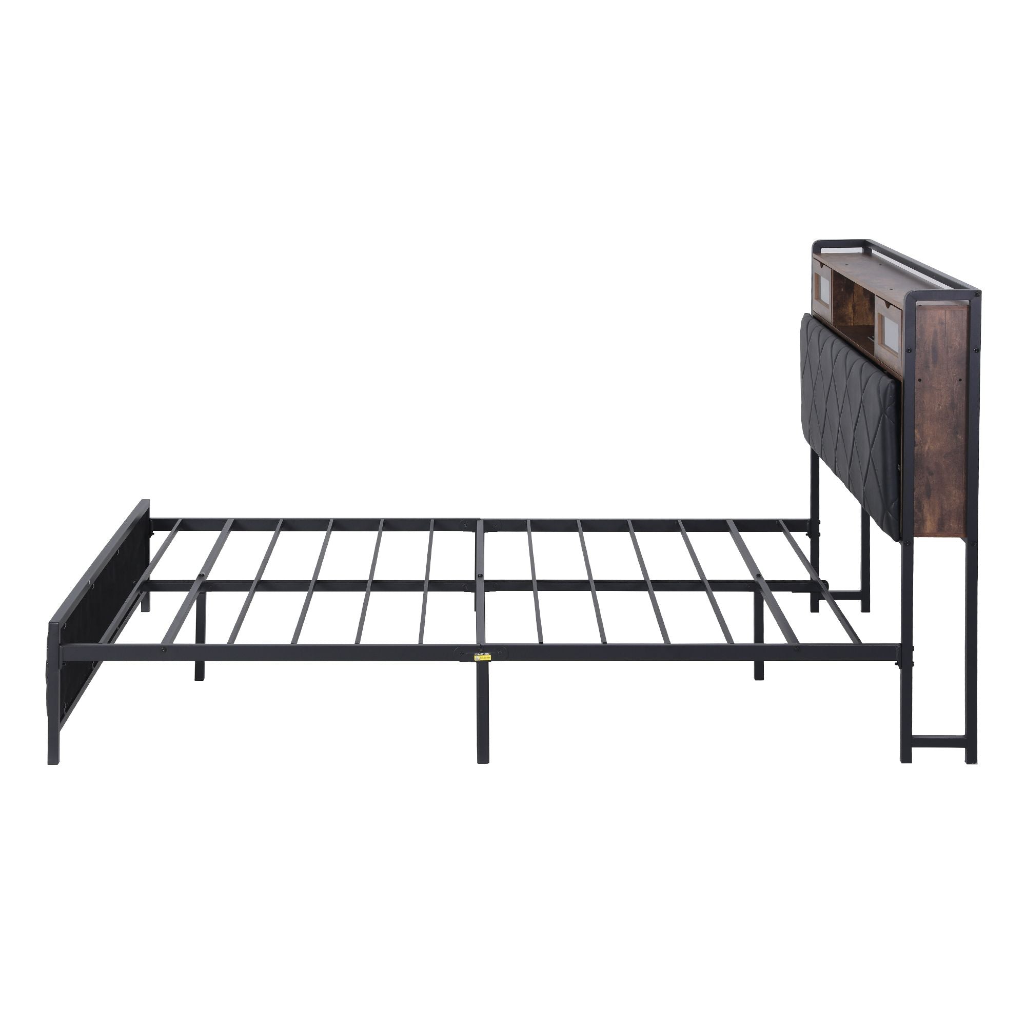 Artiss Queen Bed Frame with LED Lights and Storage Headboard Charging Station-Furniture > Bedroom > Beds & Bed Frames-PEROZ Accessories