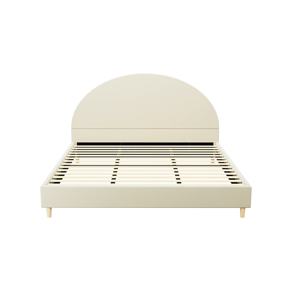Artiss Bed Frame King Size Bed Base w Arched Headboard Velvet Fabric Cream-Furniture > Bedroom-PEROZ Accessories