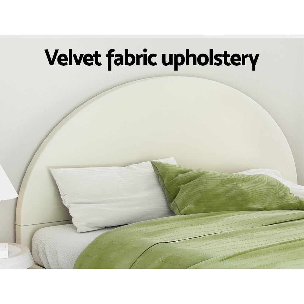 Artiss Bed Frame King Size Bed Base w Arched Headboard Velvet Fabric Cream-Furniture > Bedroom-PEROZ Accessories