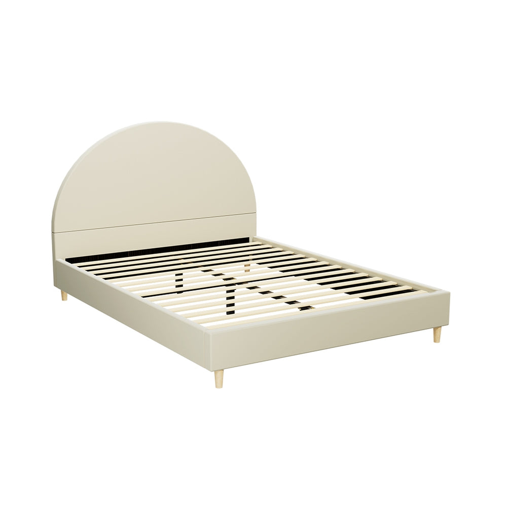 Artiss Bed Frame Queen Size Bed Base w Arched Headboard Velvet Fabric Cream-Furniture > Bedroom-PEROZ Accessories