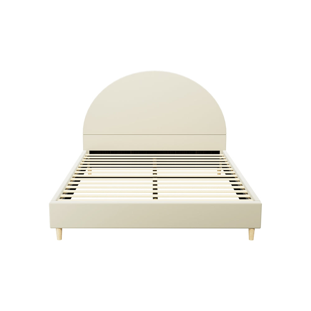 Artiss Bed Frame Queen Size Bed Base w Arched Headboard Velvet Fabric Cream-Furniture > Bedroom-PEROZ Accessories