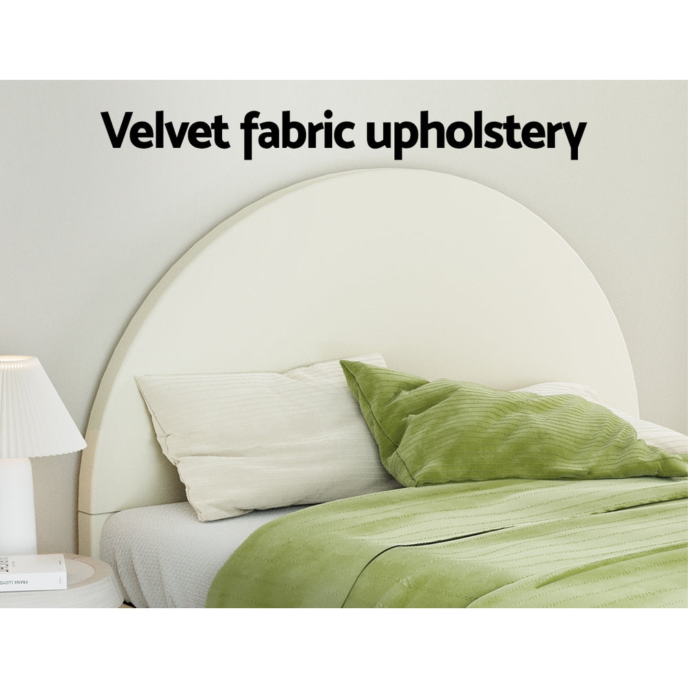 Artiss Bed Frame Queen Size Bed Base w Arched Headboard Velvet Fabric Cream-Furniture > Bedroom-PEROZ Accessories