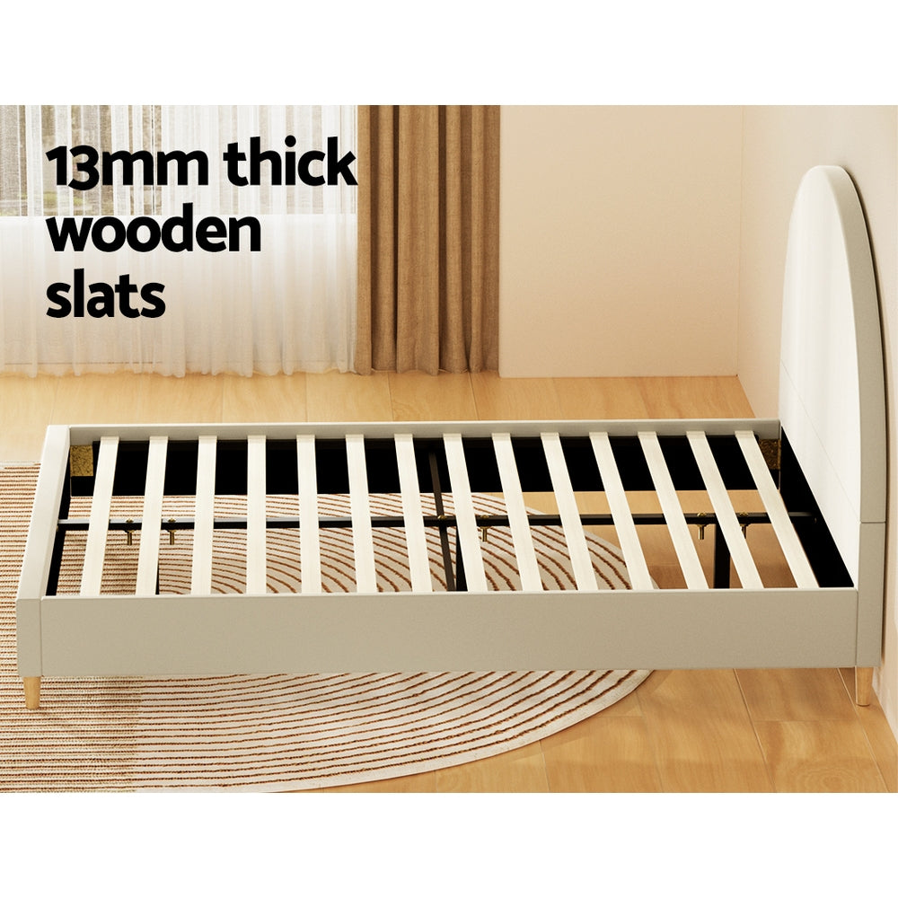 Artiss Bed Frame Queen Size Bed Base w Arched Headboard Velvet Fabric Cream-Furniture > Bedroom-PEROZ Accessories