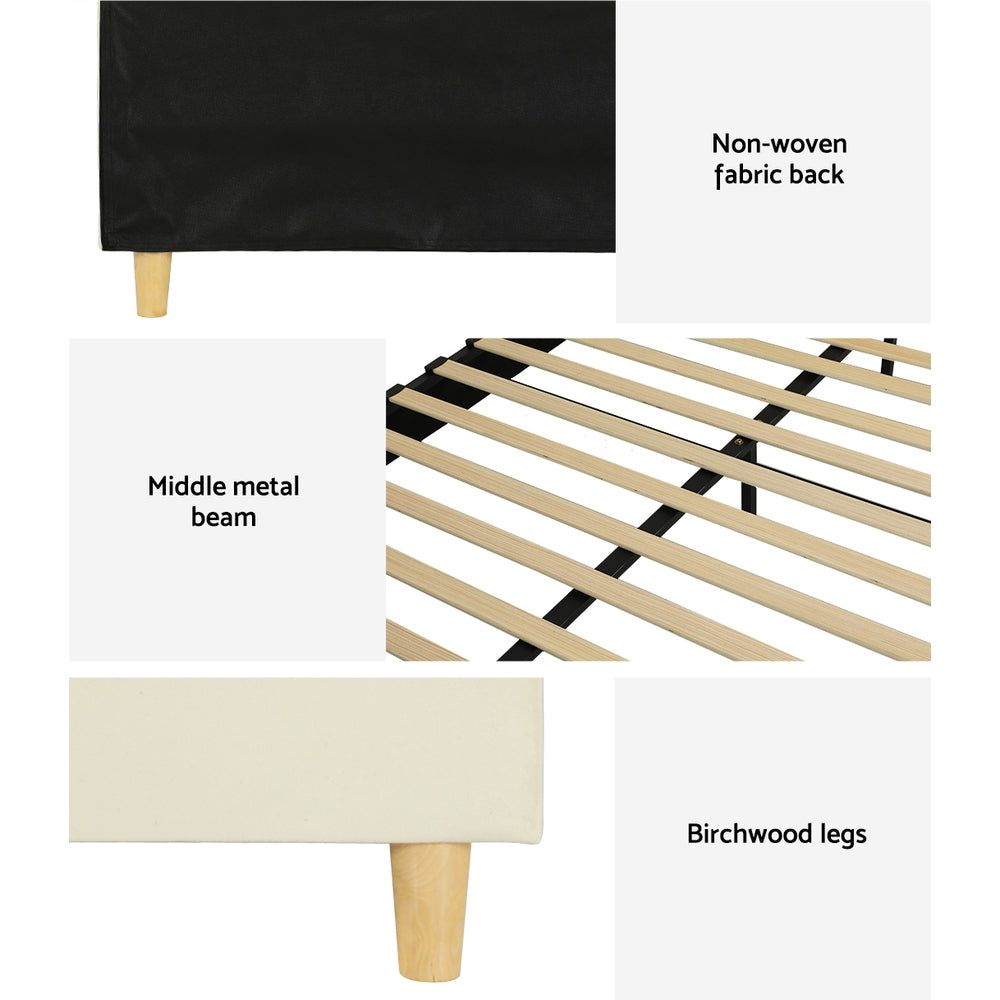 Artiss Bed Frame Queen Size Bed Base w Arched Headboard Velvet Fabric Cream-Furniture > Bedroom-PEROZ Accessories