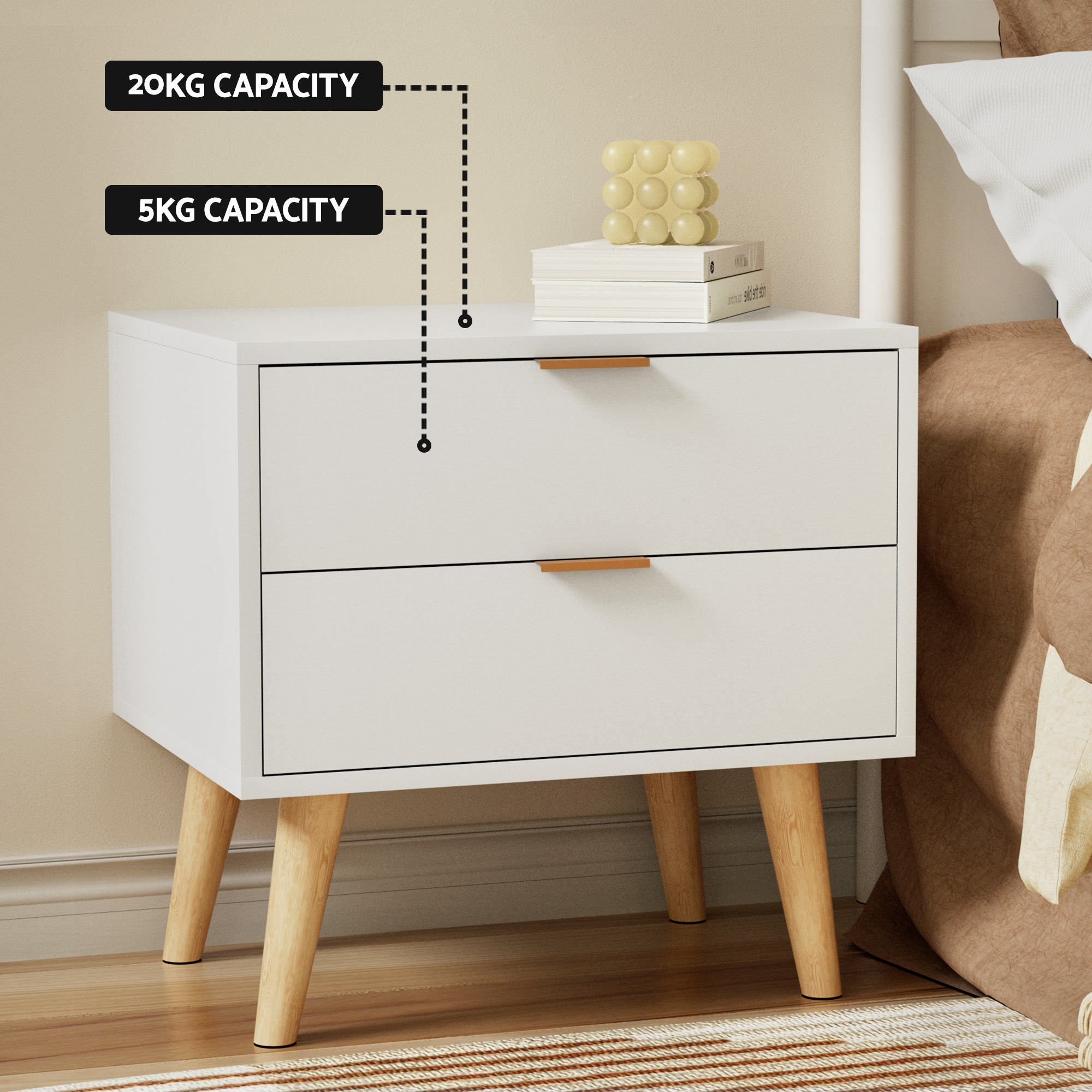 Artiss Queen Bed Frame Bedside Table Set Gas Lift Storage Base with Boucle Fabric Upholstered Headboard 2 Drawer Nightstand for Bedroom Furniture-Furniture > Bedroom > Beds & Bed Frames-PEROZ Accessories