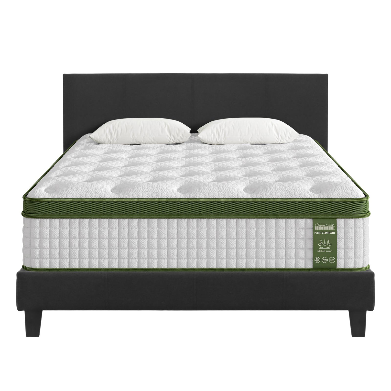 Artiss BedStory Double Bed Frame Mattress Set Platform Upholstered Hybrid Pocket Coil-Furniture > Bedroom > Beds & Bed Frames-PEROZ Accessories