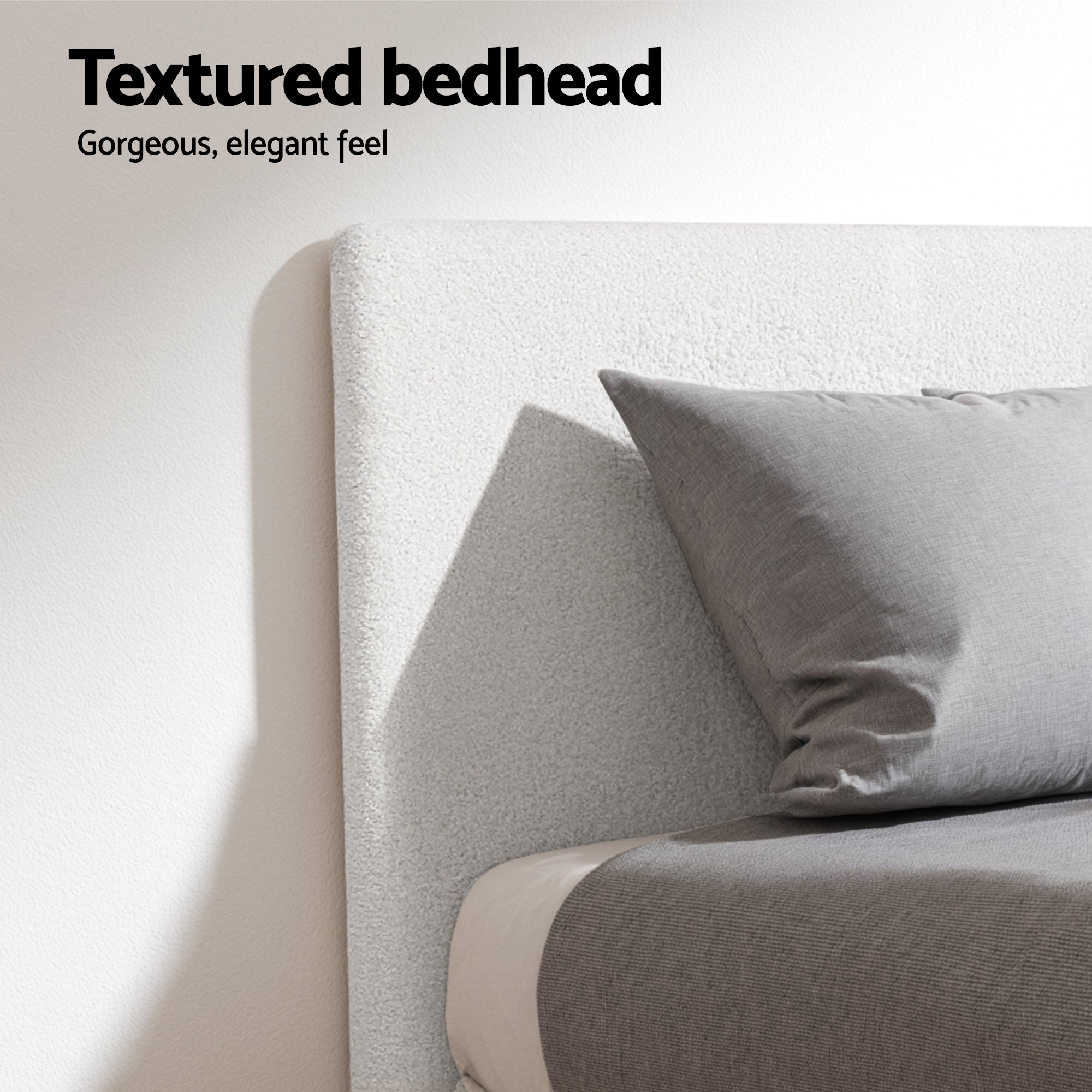 Artiss Single Bed Frame with Hybrid Mattress Set 30cm Medium Firm Platform Headboard Boucle Upholstered Pocket Coil for Pressure Relief-Furniture > Bedroom > Beds & Bed Frames-PEROZ Accessories