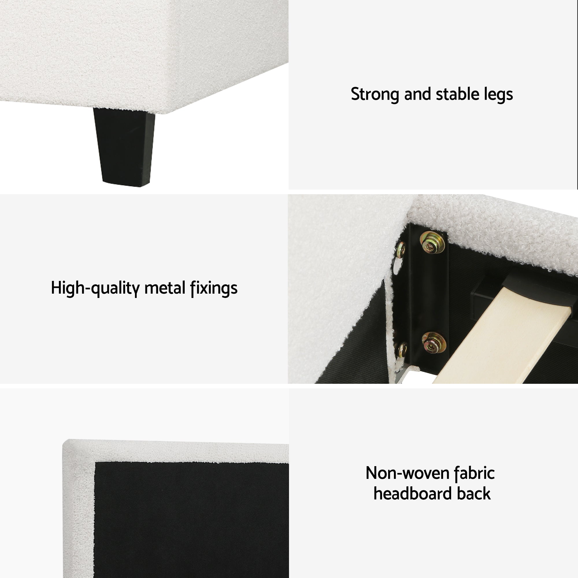 Artiss Single Bed Frame with Hybrid Mattress Set 30cm Medium Firm Platform Headboard Boucle Upholstered Pocket Coil for Pressure Relief-Furniture > Bedroom > Beds & Bed Frames-PEROZ Accessories