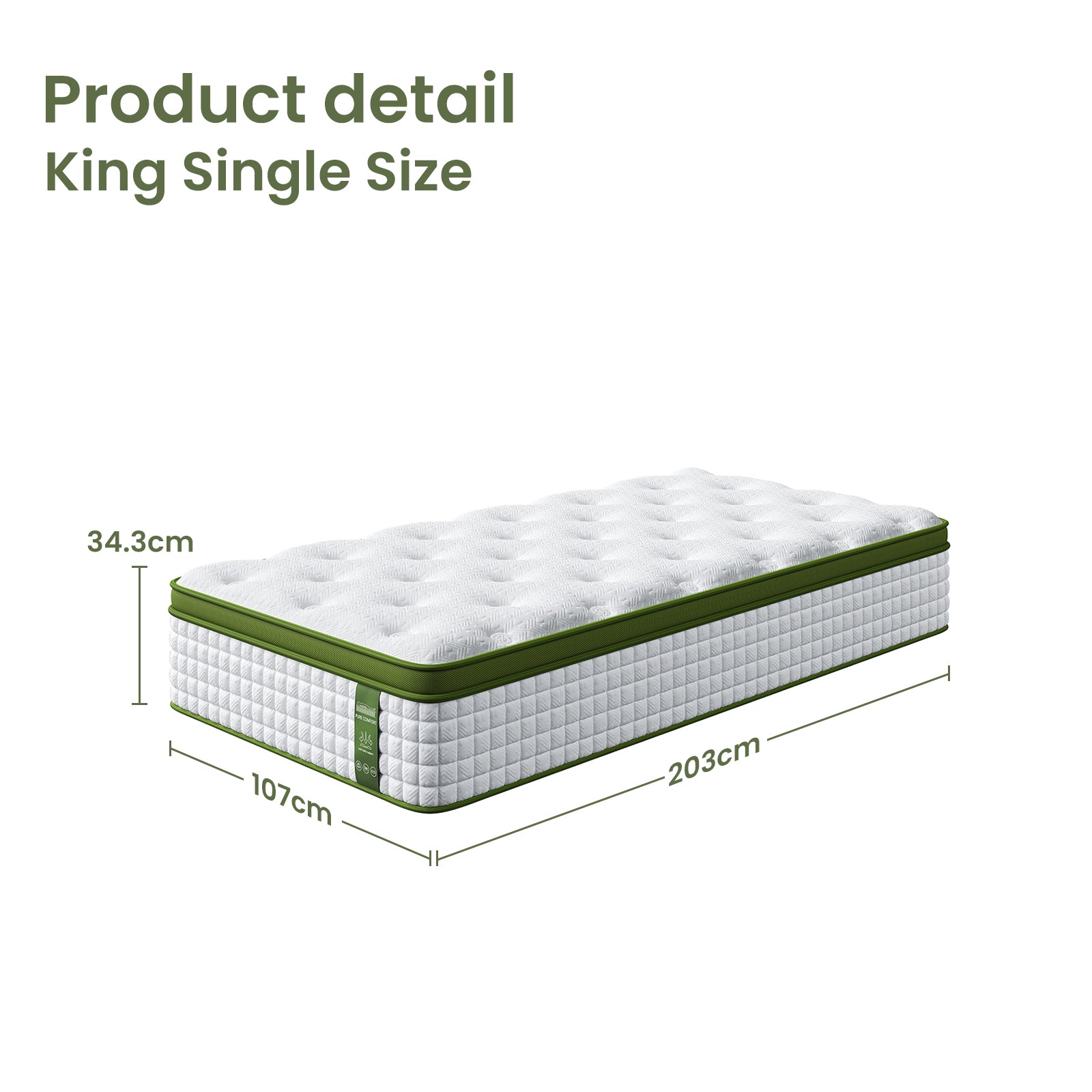 Artiss King Single Bed Set with BedStory Hybrid Mattress Upholstered Platform White Boucle Fabric-Furniture > Bedroom > Beds & Bed Frames-PEROZ Accessories