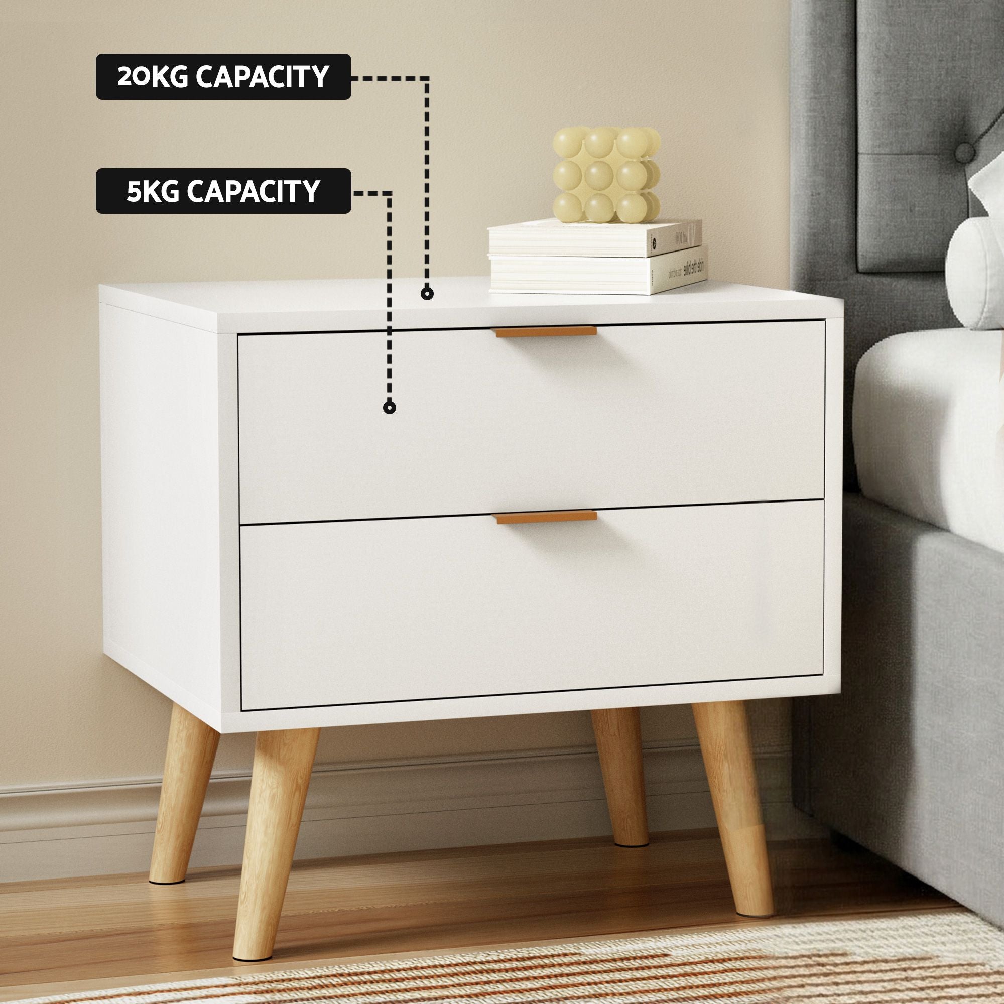 Artiss Upholstered Queen Gas Lift Storage Bed Frame with 2-Drawer Bedside Table Set-Furniture > Bedroom > Beds & Bed Frames-PEROZ Accessories
