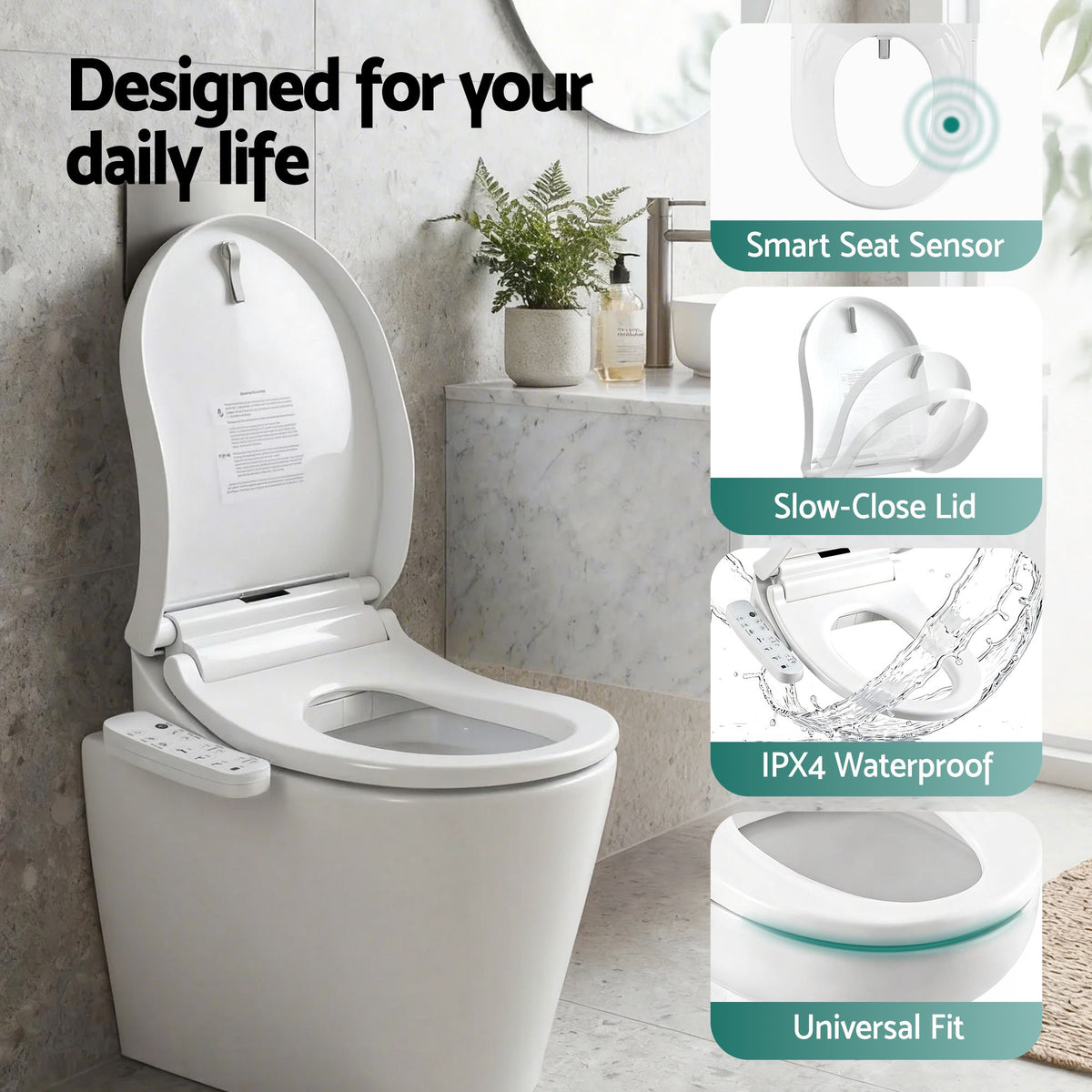 Cefito Smart Electric Bidet Toilet Seat Cover D-Shape SIAA Material Certified-Furniture > Bathroom > Bidets-PEROZ Accessories