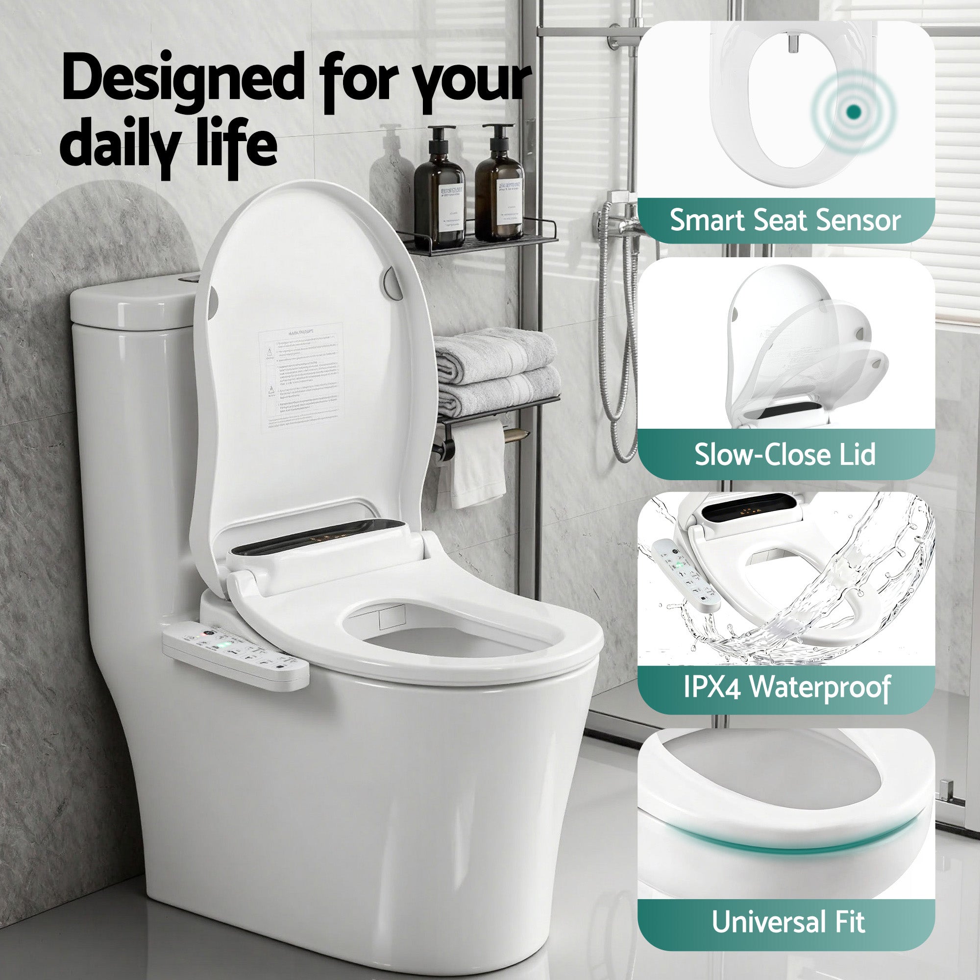 Cefito Smart Electric Bidet Toilet Seat LED Display Heated Dryer WaterMark-Furniture > Bathroom > Bidets-PEROZ Accessories