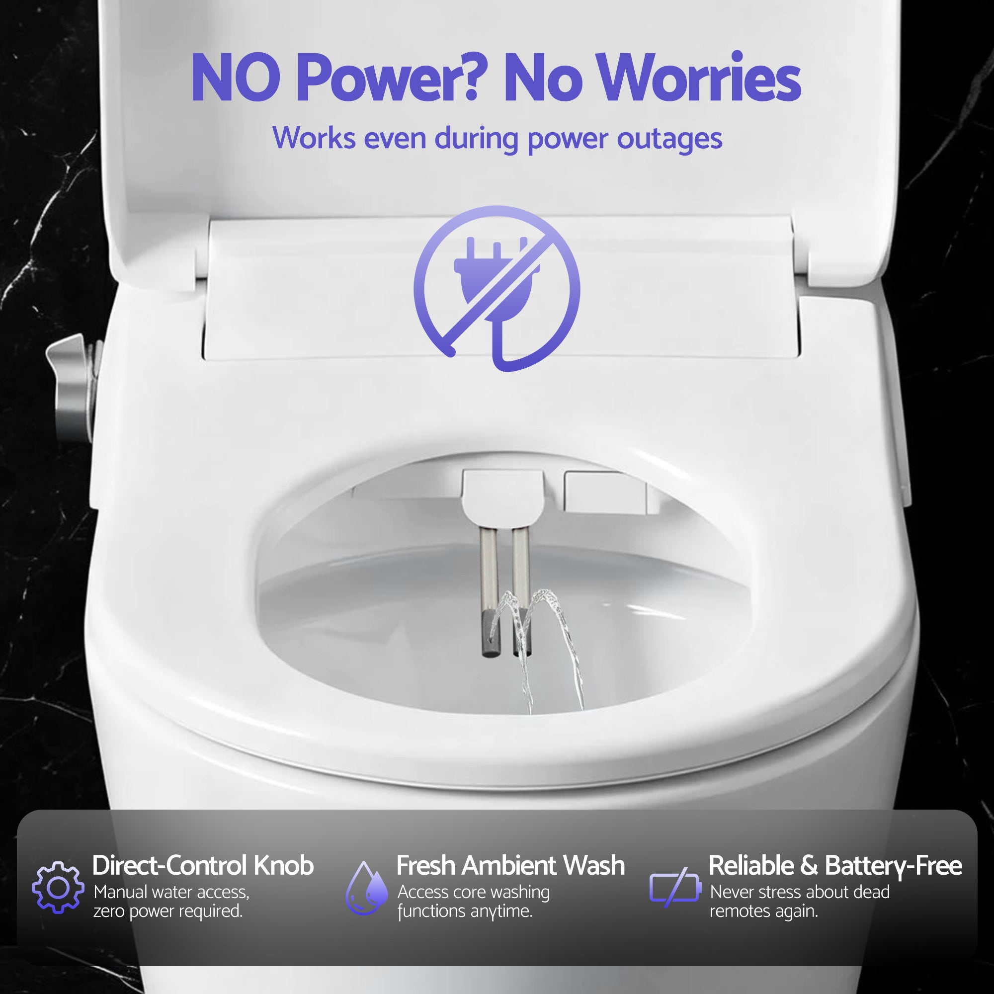 Cefito Electric Bidet Toilet Seat Washing Without Power Heated D-Shape Air Dryer-Furniture > Bathroom > Bidets-PEROZ Accessories