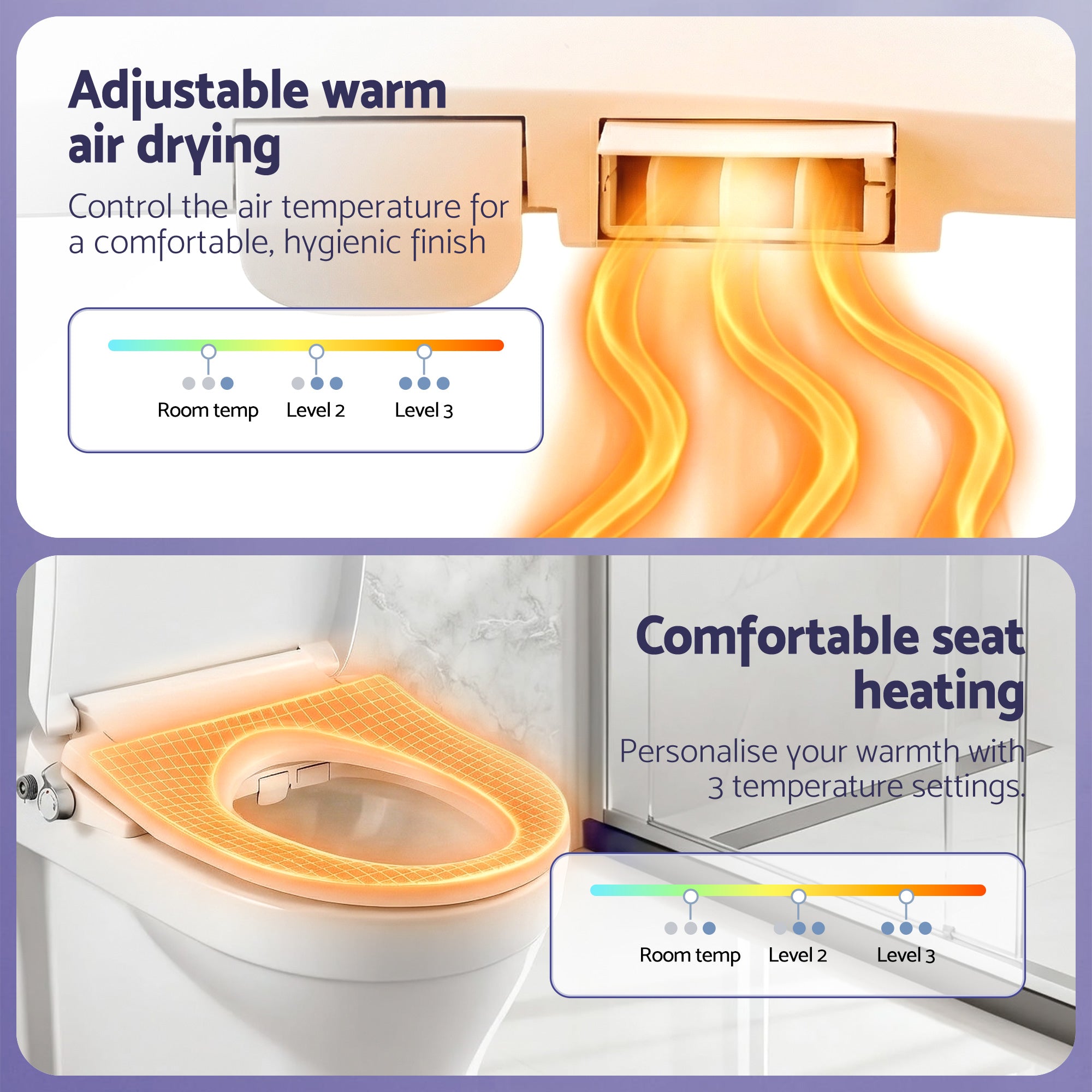 Cefito Electric Bidet Toilet Seat Washing Without Power Heated D-Shape Air Dryer-Furniture > Bathroom > Bidets-PEROZ Accessories