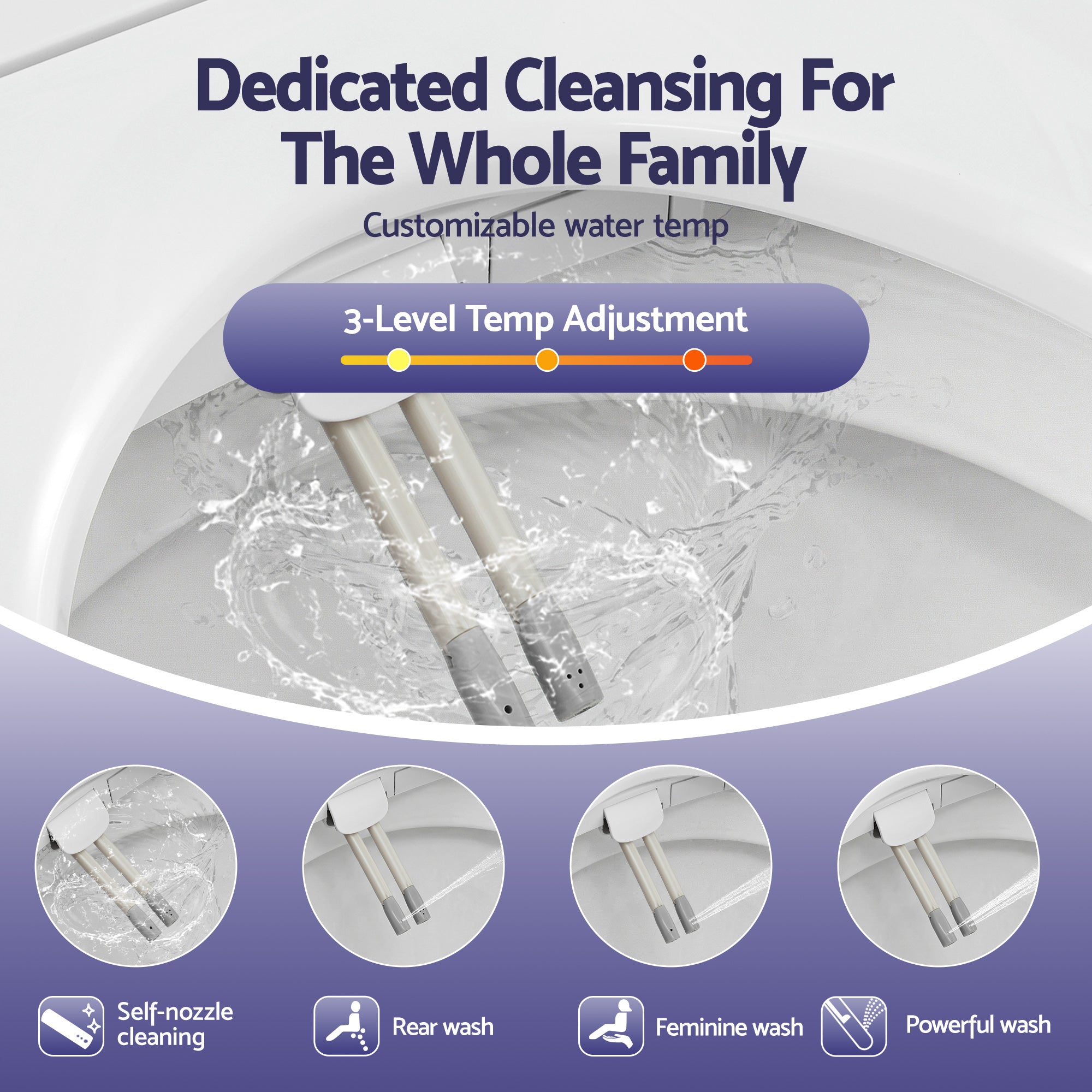 Cefito Electric Bidet Toilet Seat Washing Without Power Heated D-Shape Air Dryer-Furniture > Bathroom > Bidets-PEROZ Accessories