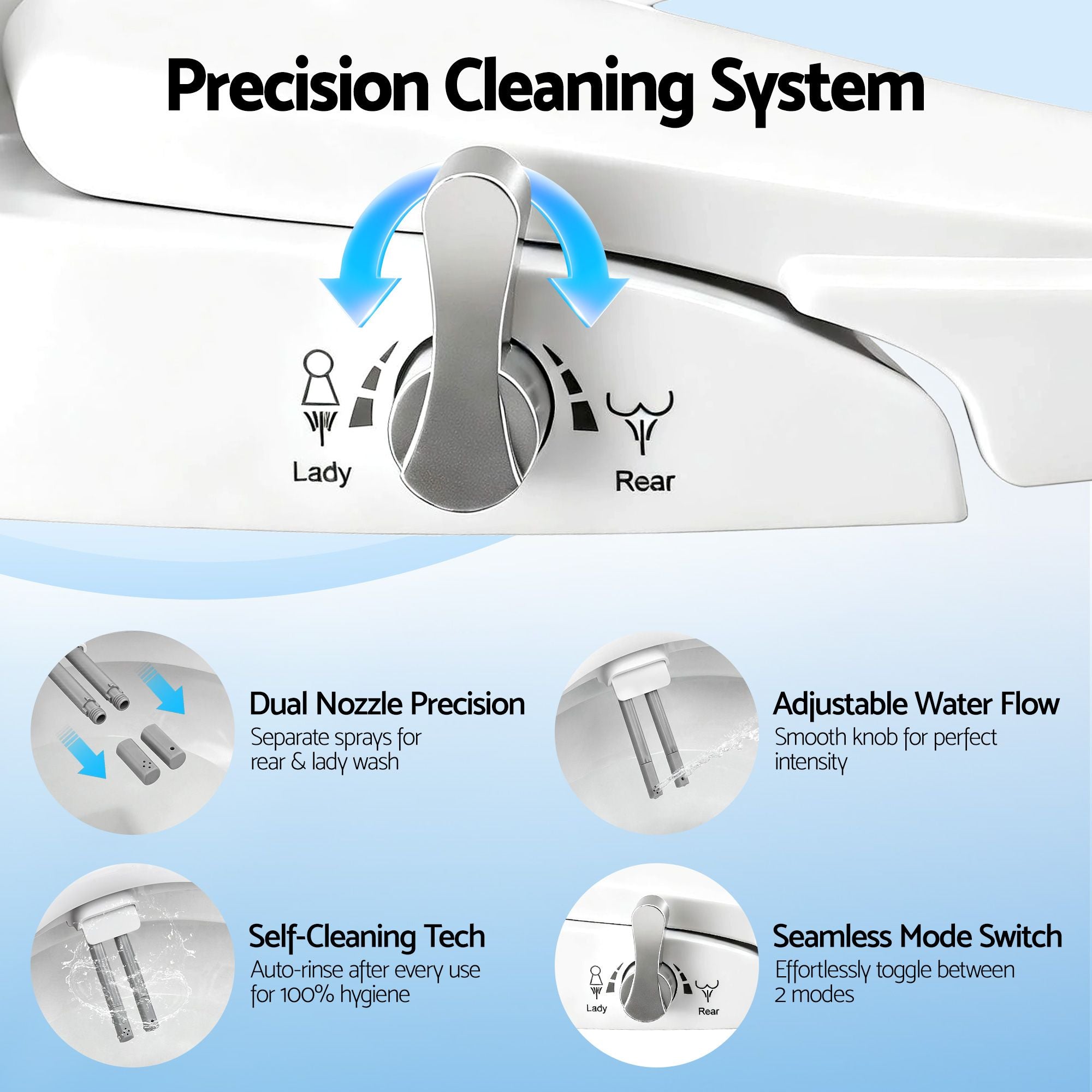 Cefito Non Electric Bidet Toilet Seat O-Shape Dual Nozzle Soft Close WaterMark DIY-Furniture > Bathroom > Bidets-PEROZ Accessories