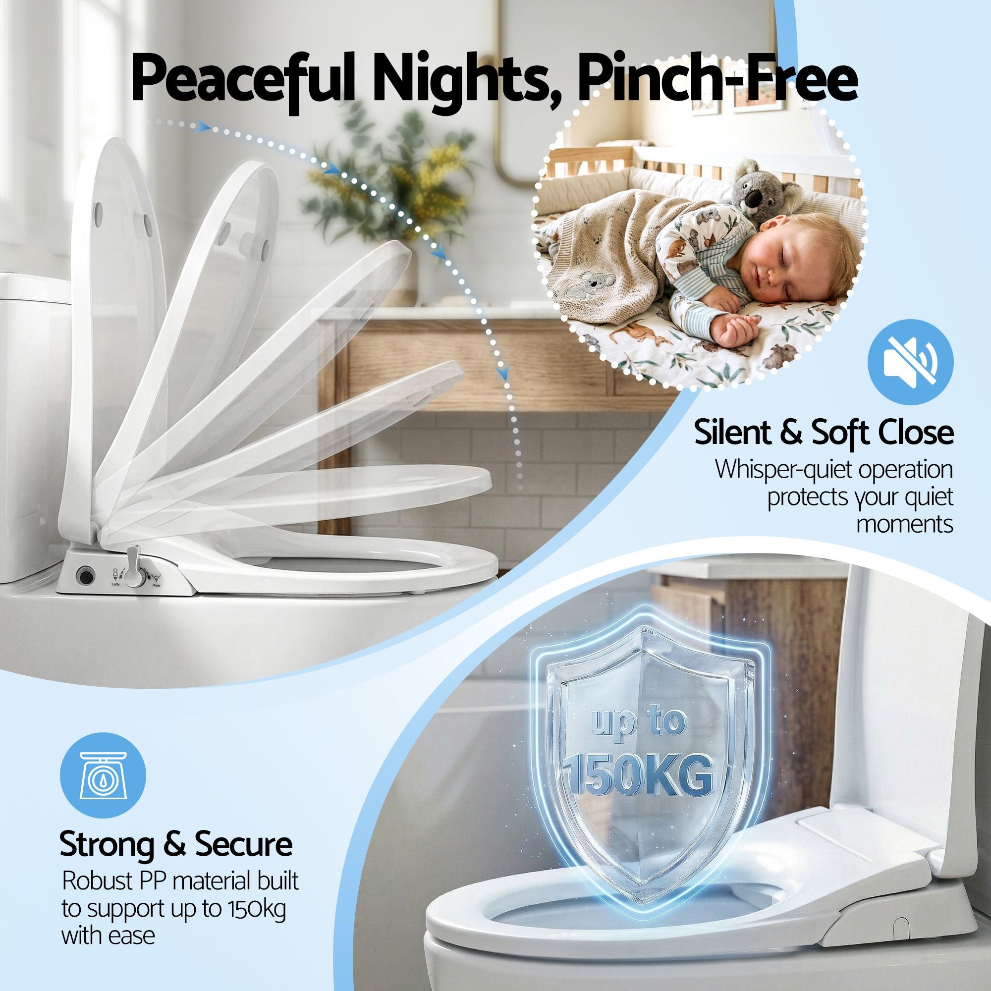 Cefito Non Electric Bidet Toilet Seat D-Shape Dual Nozzle Soft Close WaterMark DIY-Furniture > Bathroom > Bidets-PEROZ Accessories