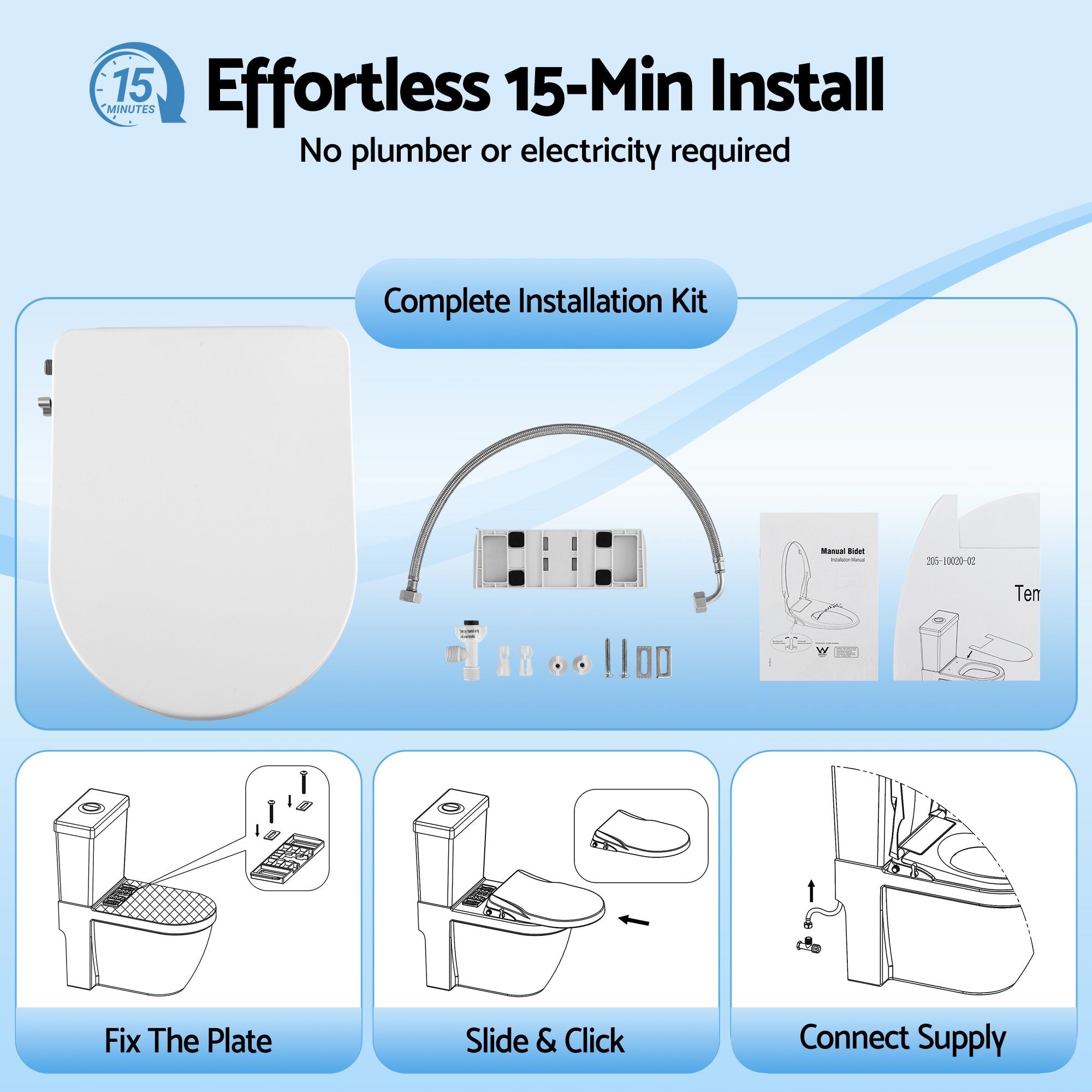 Cefito Non Electric Bidet Toilet Seat D-Shape Dual Nozzle Soft Close WaterMark DIY-Furniture > Bathroom > Bidets-PEROZ Accessories