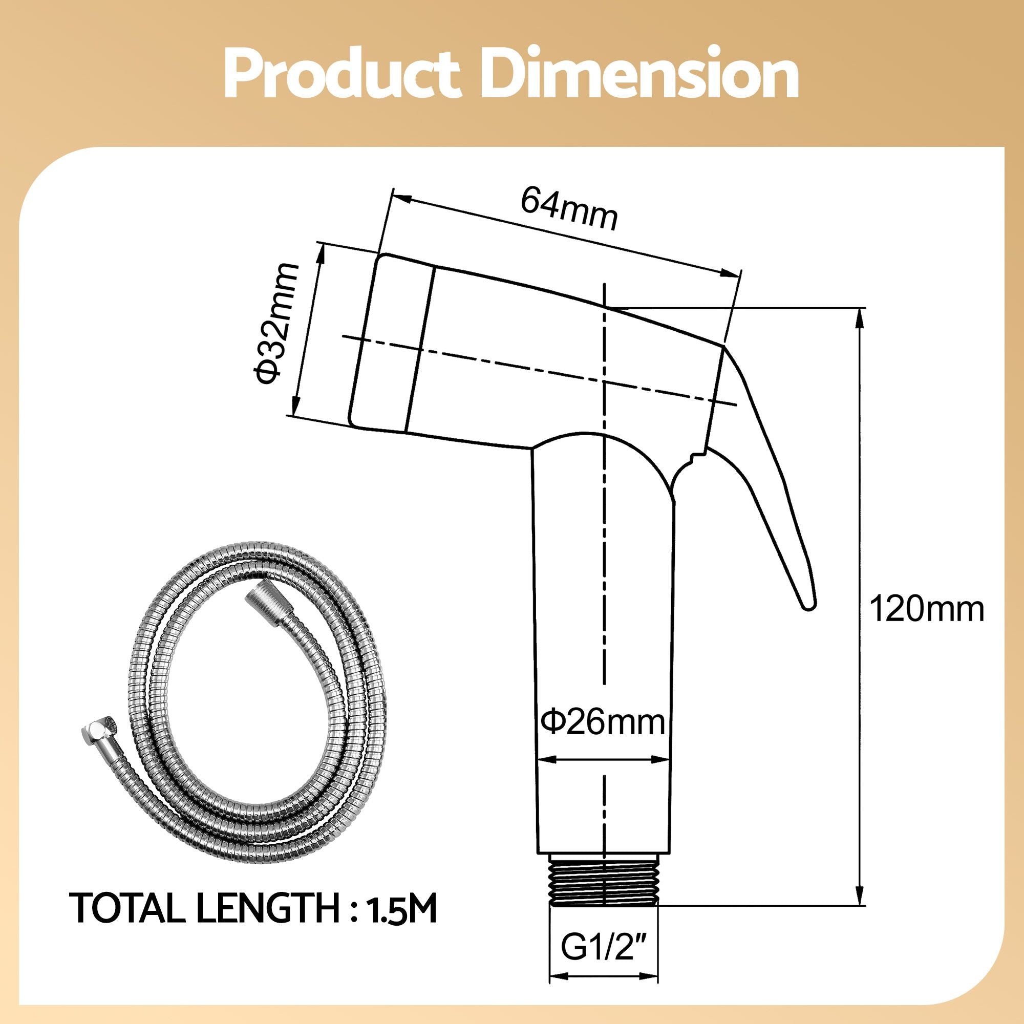Cefito Handheld Bidet Sprayer for Toilet 1.5m Stainless Steel Hose Jet Spray for Feminine Wash Cloth Diaper Pet Bath Adjustable Pressure Bidet Attachment with G1/2 Valve Silver-Home & Garden > Bathroom Accessories > Toilet & Bidet Accessories-PEROZ Accessories