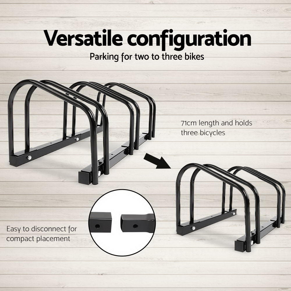 Weisshorn 3 Bike Stand Rack Bicycle Storage Floor Parking Holder Cycling Black-Sports & Fitness > Bikes & Accessories > Bicycle Stands & Storage-PEROZ Accessories