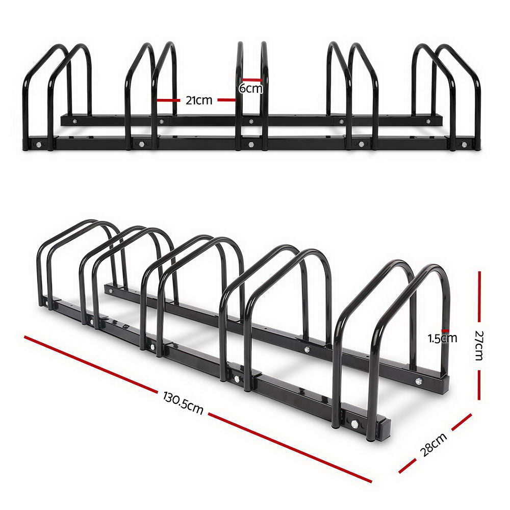 Weisshorn 5 Bike Stand Rack Bicycle Storage Floor Parking Holder Cycling Black-Sports & Fitness > Bikes & Accessories > Bicycle Stands & Storage-PEROZ Accessories