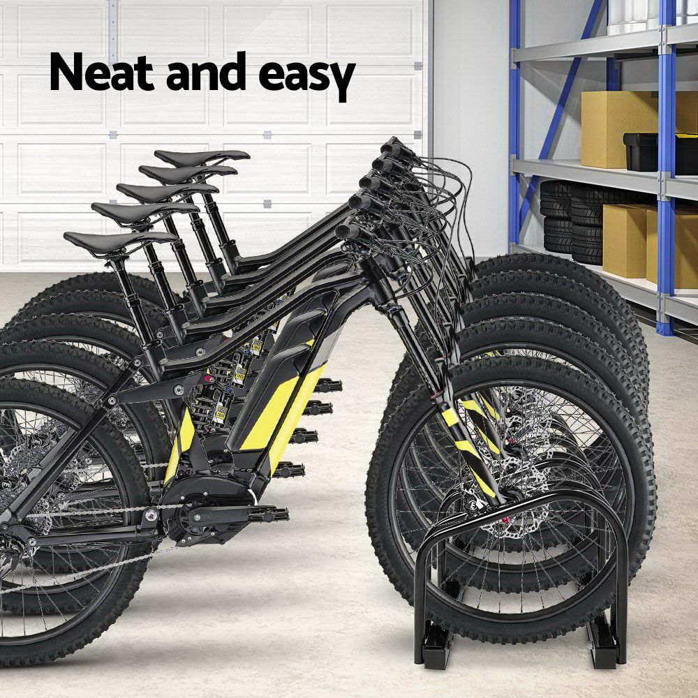 Weisshorn 5 Bike Stand Rack Bicycle Storage Floor Parking Holder Cycling Black-Sports & Fitness > Bikes & Accessories > Bicycle Stands & Storage-PEROZ Accessories