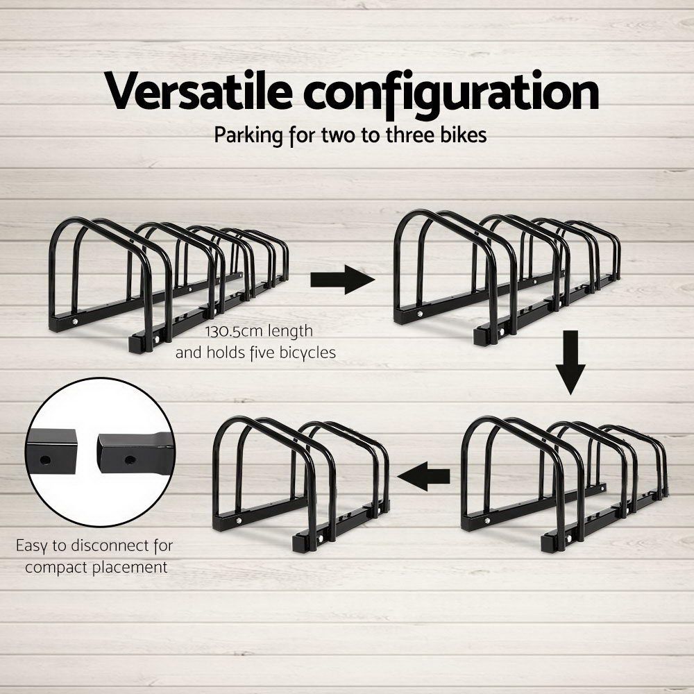 Weisshorn 5 Bike Stand Rack Bicycle Storage Floor Parking Holder Cycling Black-Sports & Fitness > Bikes & Accessories > Bicycle Stands & Storage-PEROZ Accessories