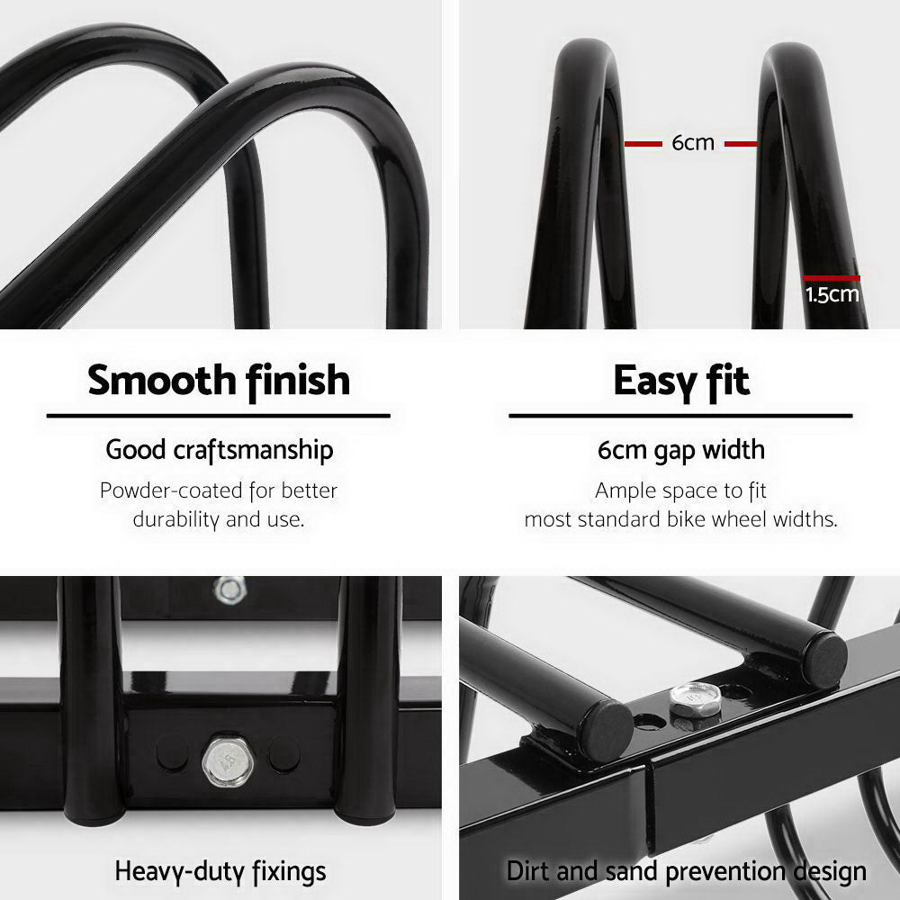Weisshorn 5 Bike Stand Rack Bicycle Storage Floor Parking Holder Cycling Black-Sports & Fitness > Bikes & Accessories > Bicycle Stands & Storage-PEROZ Accessories