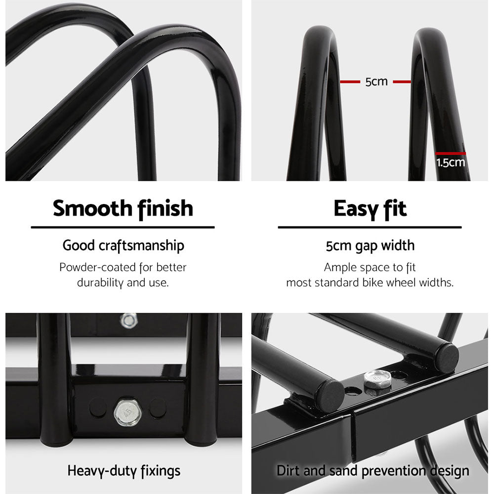 Weisshorn 6 Bike Stand Rack Bicycle Storage Floor Parking Holder Cycling Black-Sports & Fitness > Bikes & Accessories > Bicycle Stands & Storage-PEROZ Accessories
