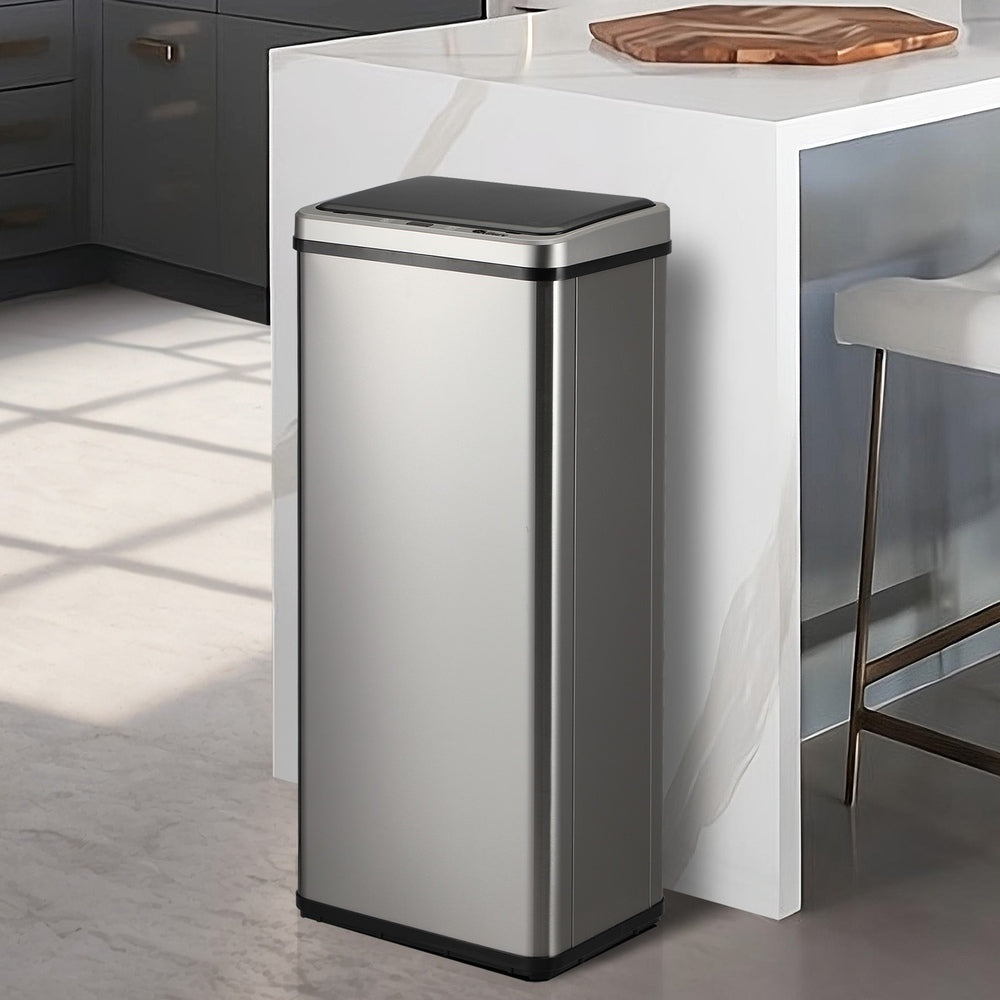 Oikiture 60L Motion Sensor Bin Automatic Silver-Sensor Bin-PEROZ Accessories